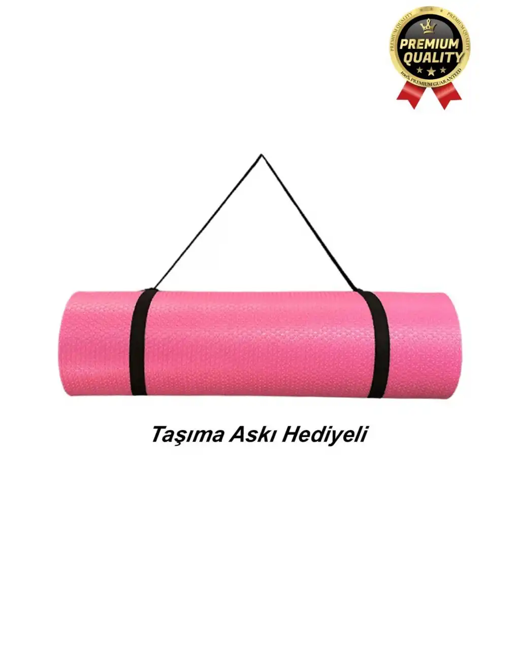 Ultra Konfor Taşıma Askılı Kalın Kaymaz Çift Taraf Pembe Siyah Meditasyon Pilates Minderi Yoga Matı