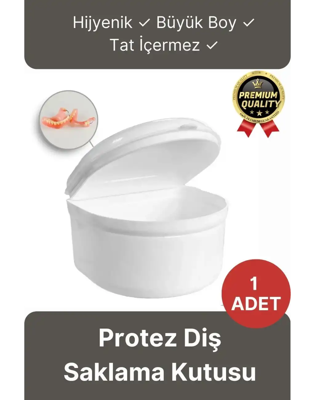 Premium Plastik Büyük Boy Hijyenik Gece Plak Protez Diş Taşıma Koruma Saklama Kutusu Kabı 1 Adet