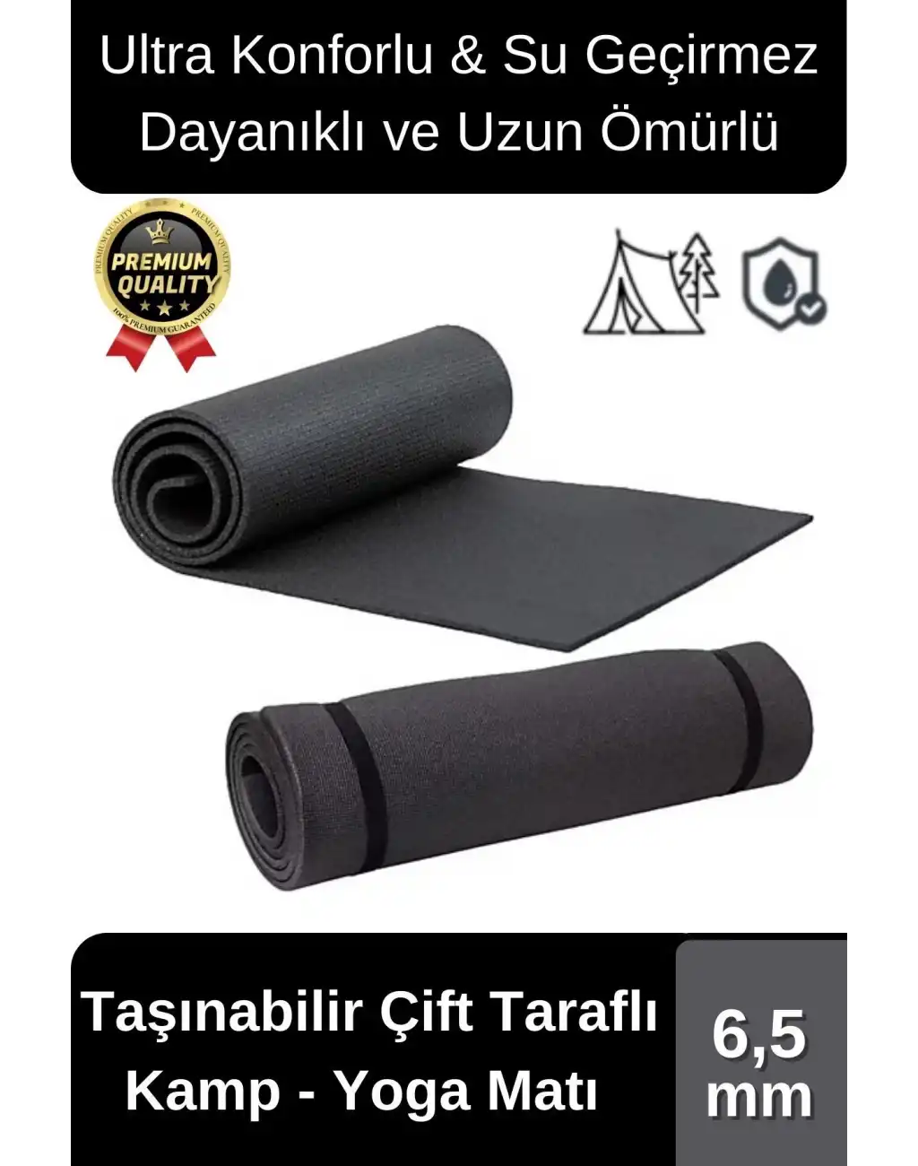 Ultra Konfor Taşıma Askılı Kalın Kaymaz Antibakteriyel Meditasyon Pilates Minderi Yoga Matı 6,5mm