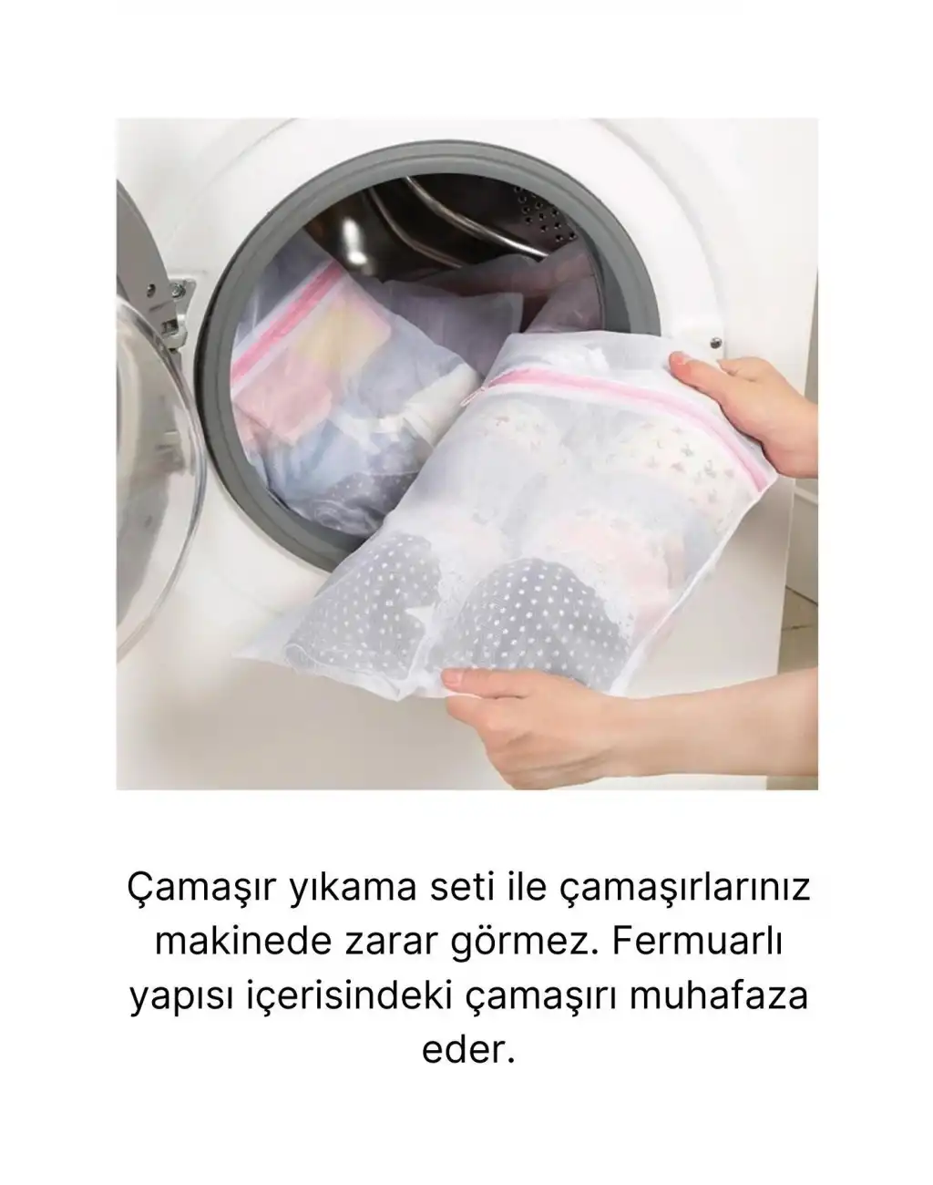 Çok Fonksiyonlu Dayanıklı Yıkama Renkli Fermuarlı Kirli Temiz Sepeti Fileli Çamaşır Torbası 3 Adet