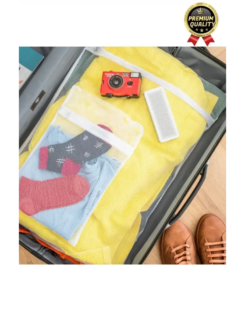 Çok Fonksiyonlu Dayanıklı Yıkama Renkli Fermuarlı Kirli Temiz Sepeti Fileli Çamaşır Torbası 3 Adet