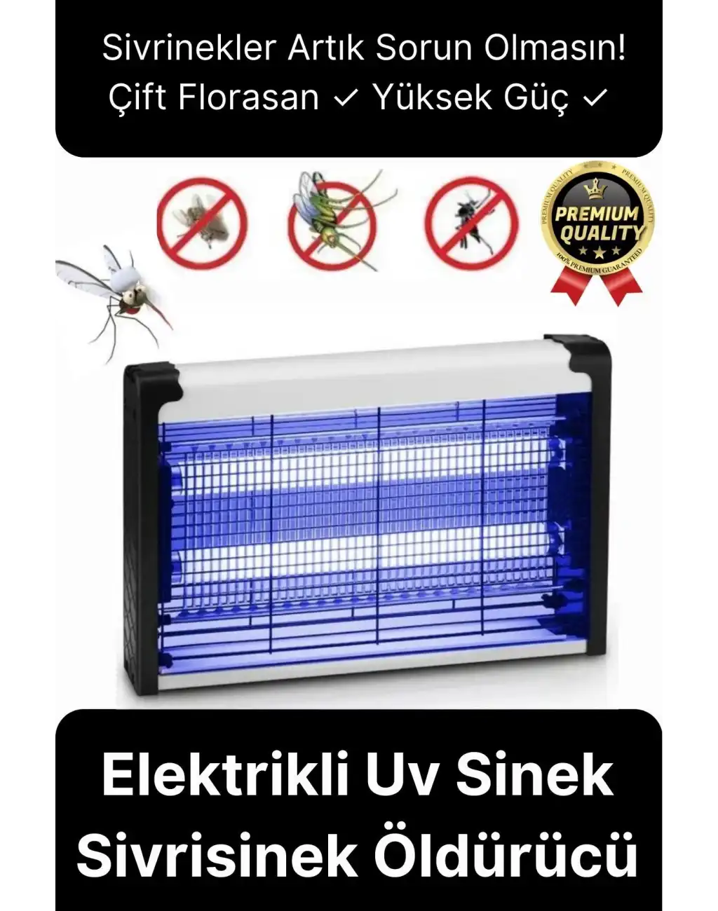 Çift Florasan Yüksek Güç Sessiz Zincir Askılı Sineksavar Elektrikli Uv Sivrisinek Öldürücü Kovucu