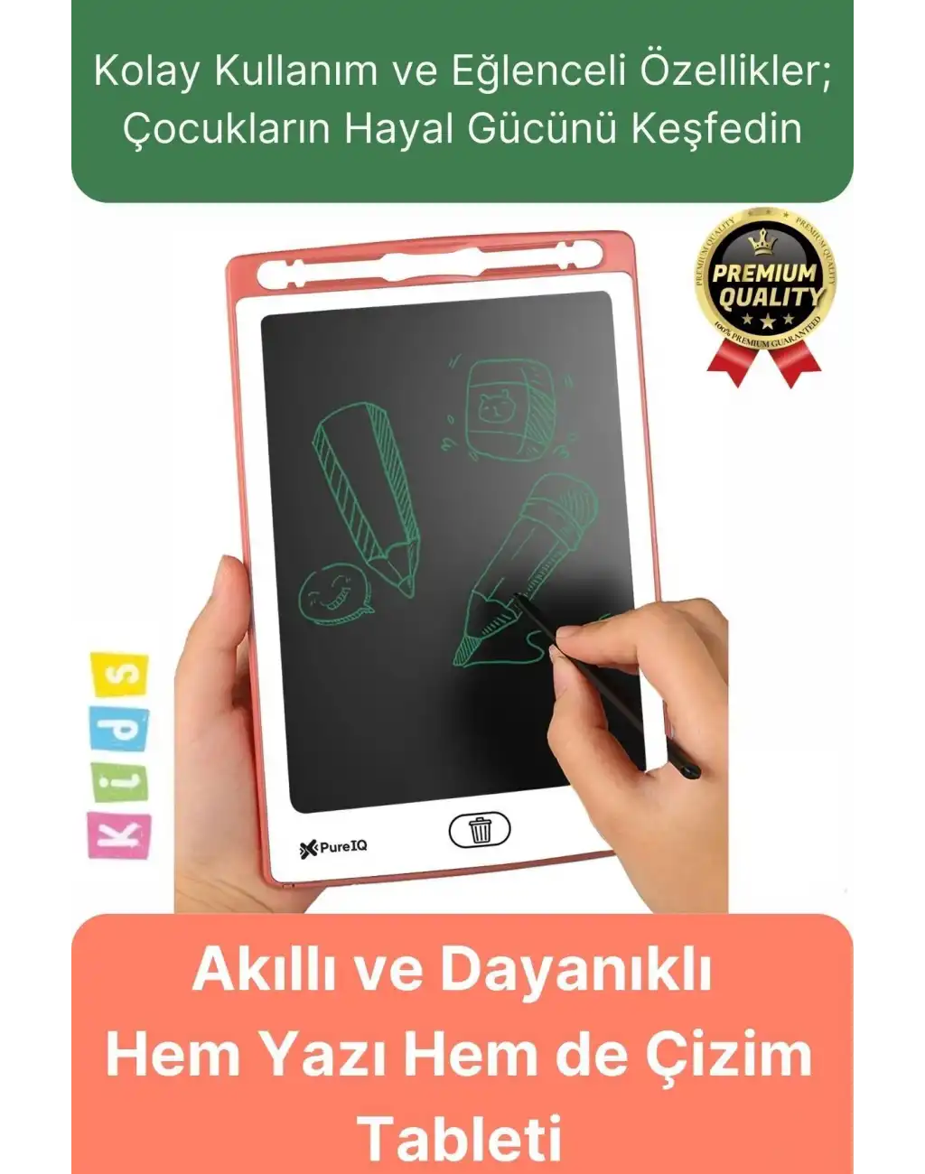 Kolay Kullanım Dayanıklı Lcd Ekranlı Kalemli Dijital Akıllı Çocuk Yazı Boyama Çizim Tableti 8,5 Inç