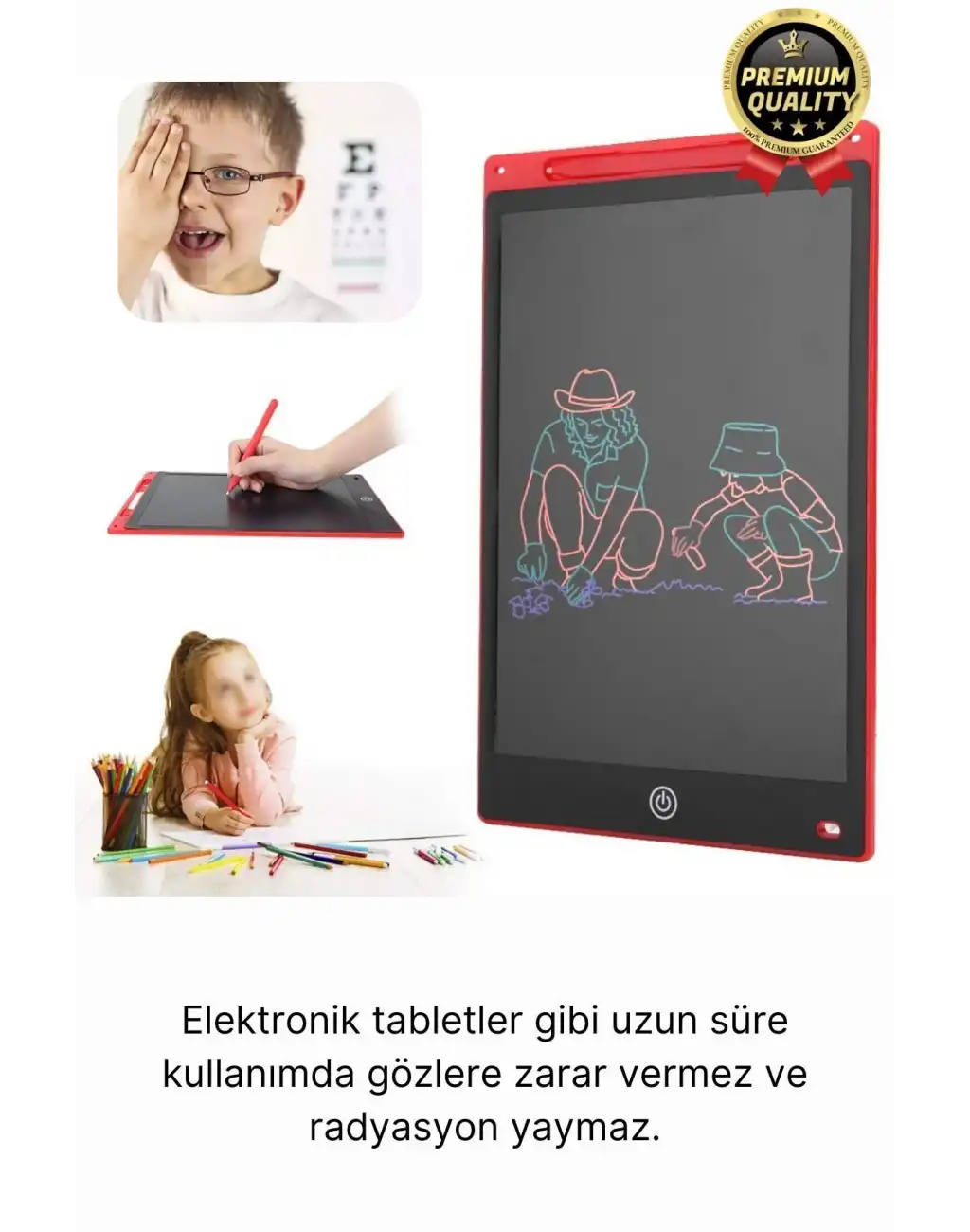 Kolay Kullanım Dayanıklı Lcd Ekranlı Kalemli Dijital Akıllı Çocuk Yazı Boyama Çizim Tableti 8,5 Inç