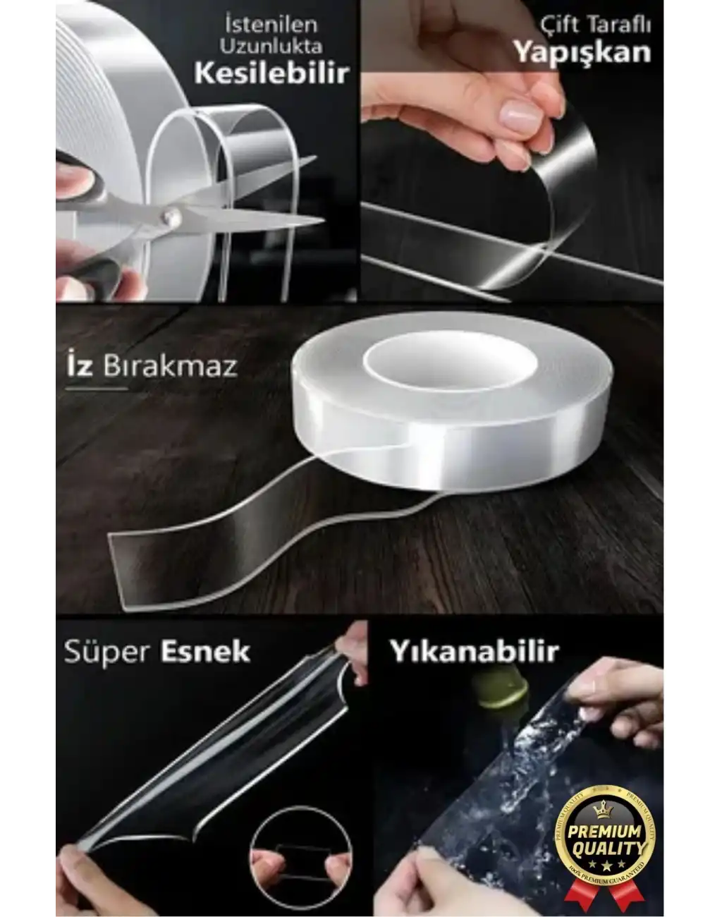 Çok Amaçlı İzolasyon Hava Su Sızdırmaz Çift Taraflı Silikon Şeffaf Nano Bant 18mm x 1.5m - 2 Adet