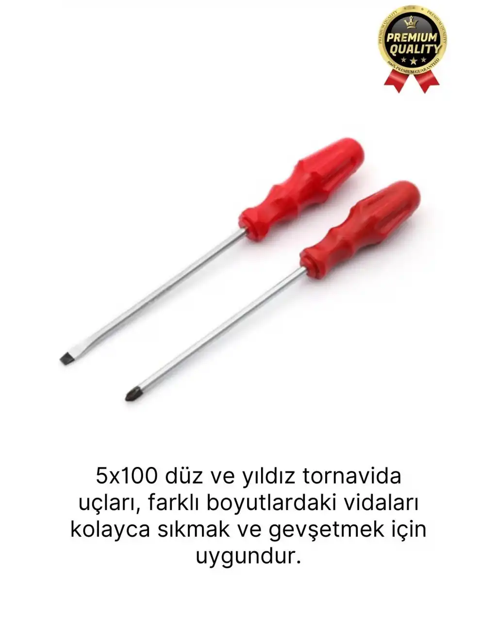 Yüksek Kalite Dayanıklı Pratik Ergonomik Tamir Vidalama Düz ve Yıldız Uçlu 2li Tornavida Seti 5x100