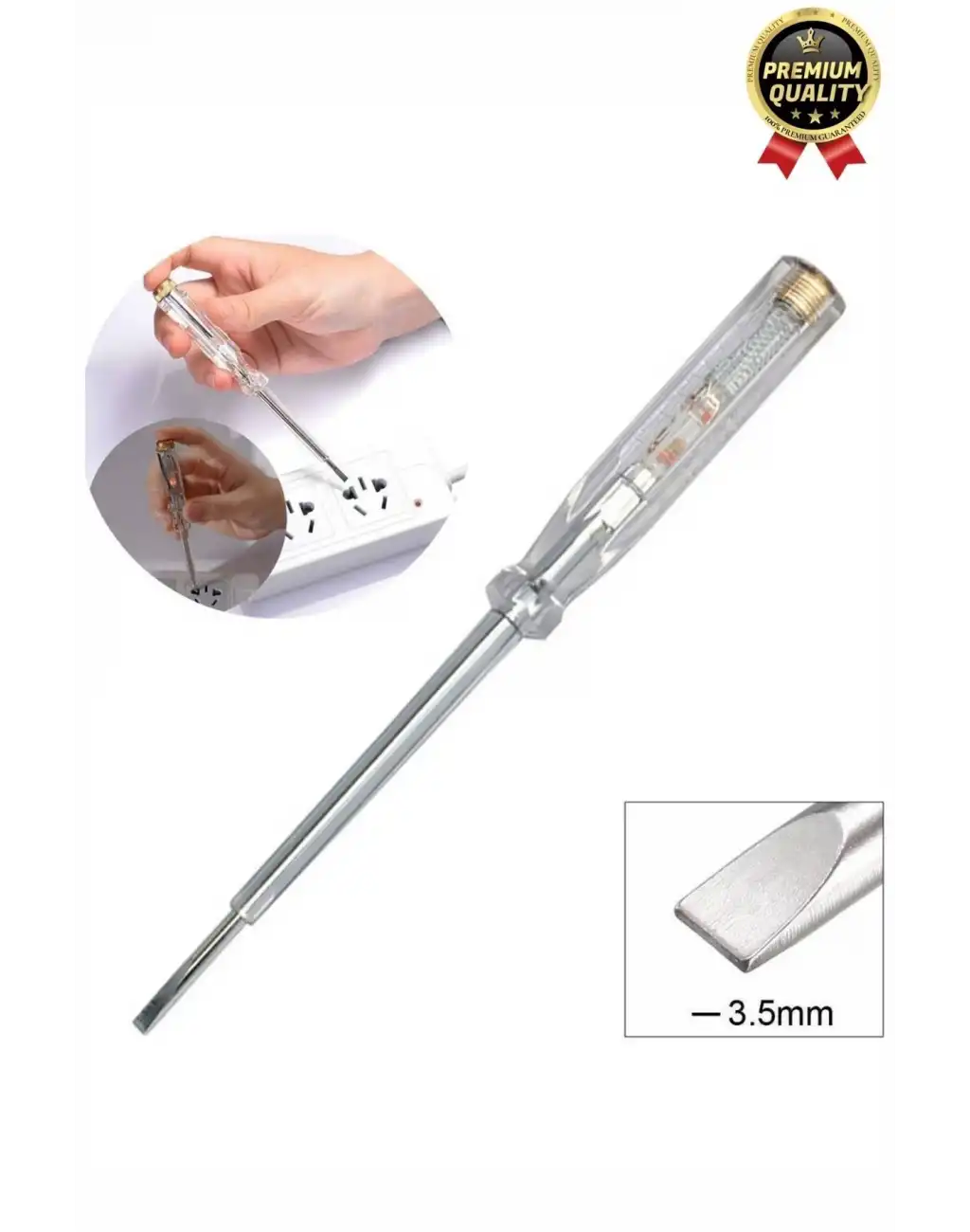 Özel Üretim Ev Ofis Akım Test Uzun Vida Tornavida Düz Uçlu Elektrik Kontrol Kalemi Seti 190mm-1 Adet