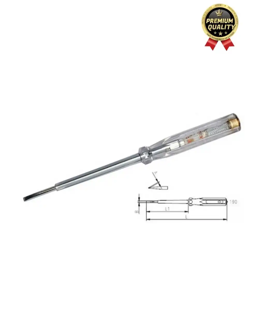 Özel Üretim Ev Ofis Akım Test Uzun Vida Tornavida Düz Uçlu Elektrik Kontrol Kalemi Seti 190mm-1 Adet