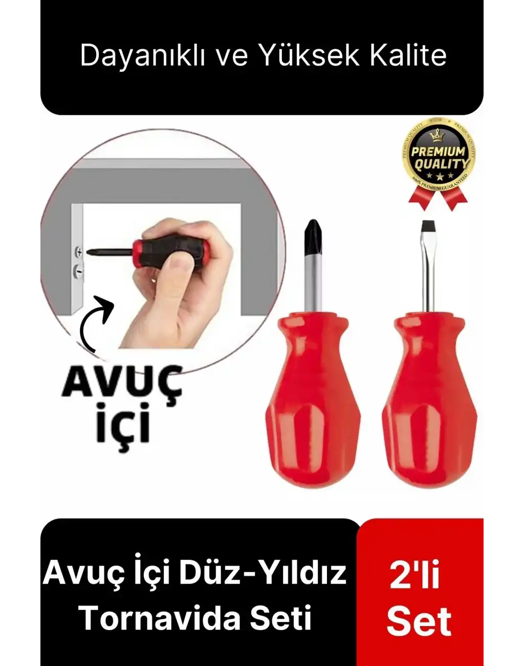Özel Üretim Kaliteli Dayanıklı Ergonomik Tadilat Vidalama Avuç İçi Düz Yıldız 2li Tornavida Seti