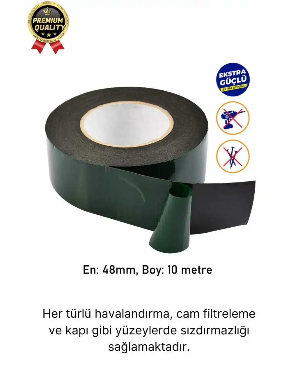 Premium Ultra Güçlü İz Bırakmaz Elastik Yapılı Çift Taraflı Akrilik Köpük Bant 36mm - 10m - 2 Adet