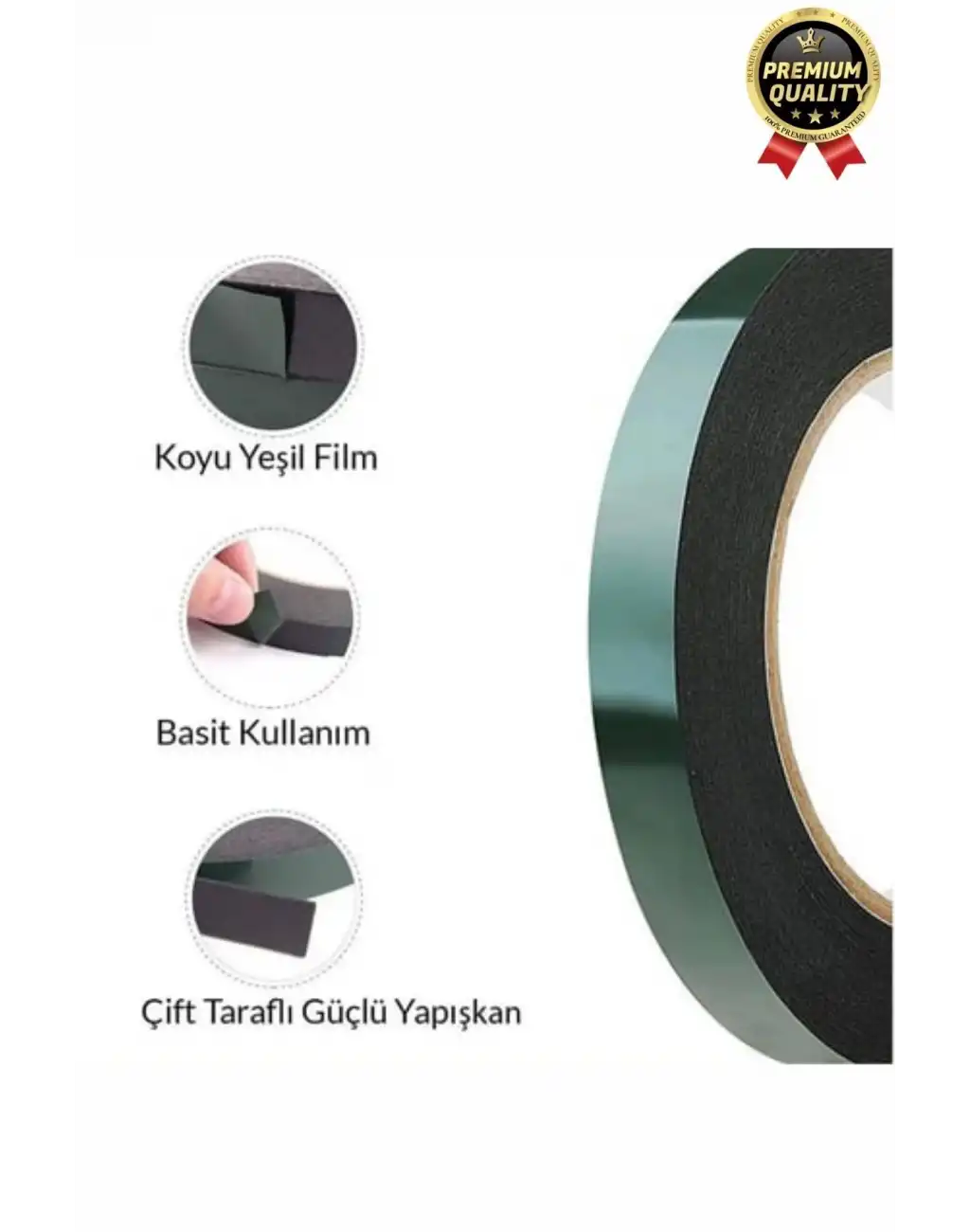 Premium Ultra Güçlü İz Bırakmaz Elastik Yapılı Çift Taraflı Akrilik Köpük Bant 36mm - 10m - 5 Adet