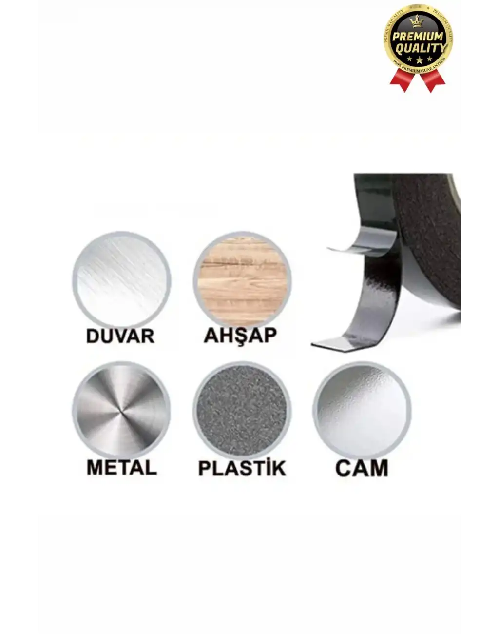 Premium Ultra Güçlü İz Bırakmaz Elastik Yapılı Çift Taraflı Akrilik Köpük Bant 36mm - 10m - 5 Adet