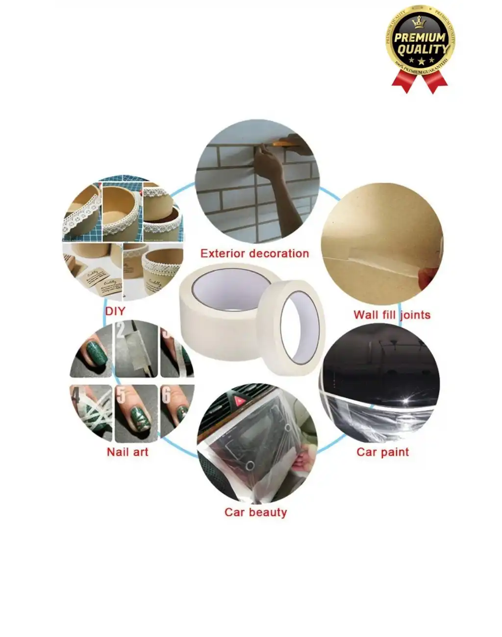 Çok Amaçlı Isıya Suya Dayanıklı Kolay Sökülebilen 25mt Krep Kağıt Maskeleme Boya Badana Bandı-10Adet