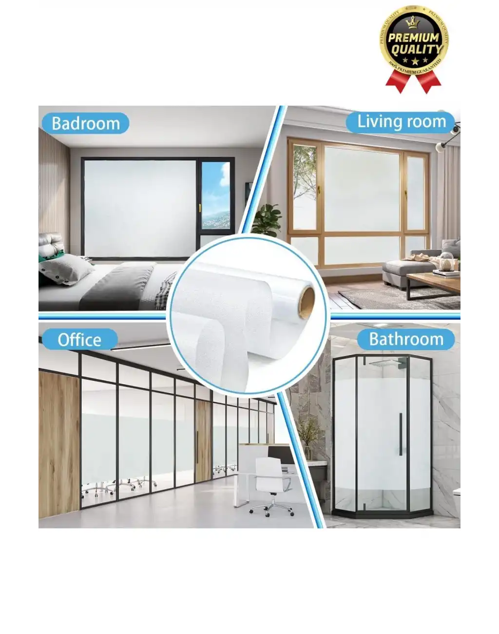 Premium UV Engelleyici İçeriyi Göstermeyen Yapışkan İz Bırakmaz Ofis Ev Buzlu Cam Filmi 2 mt x 60 cm