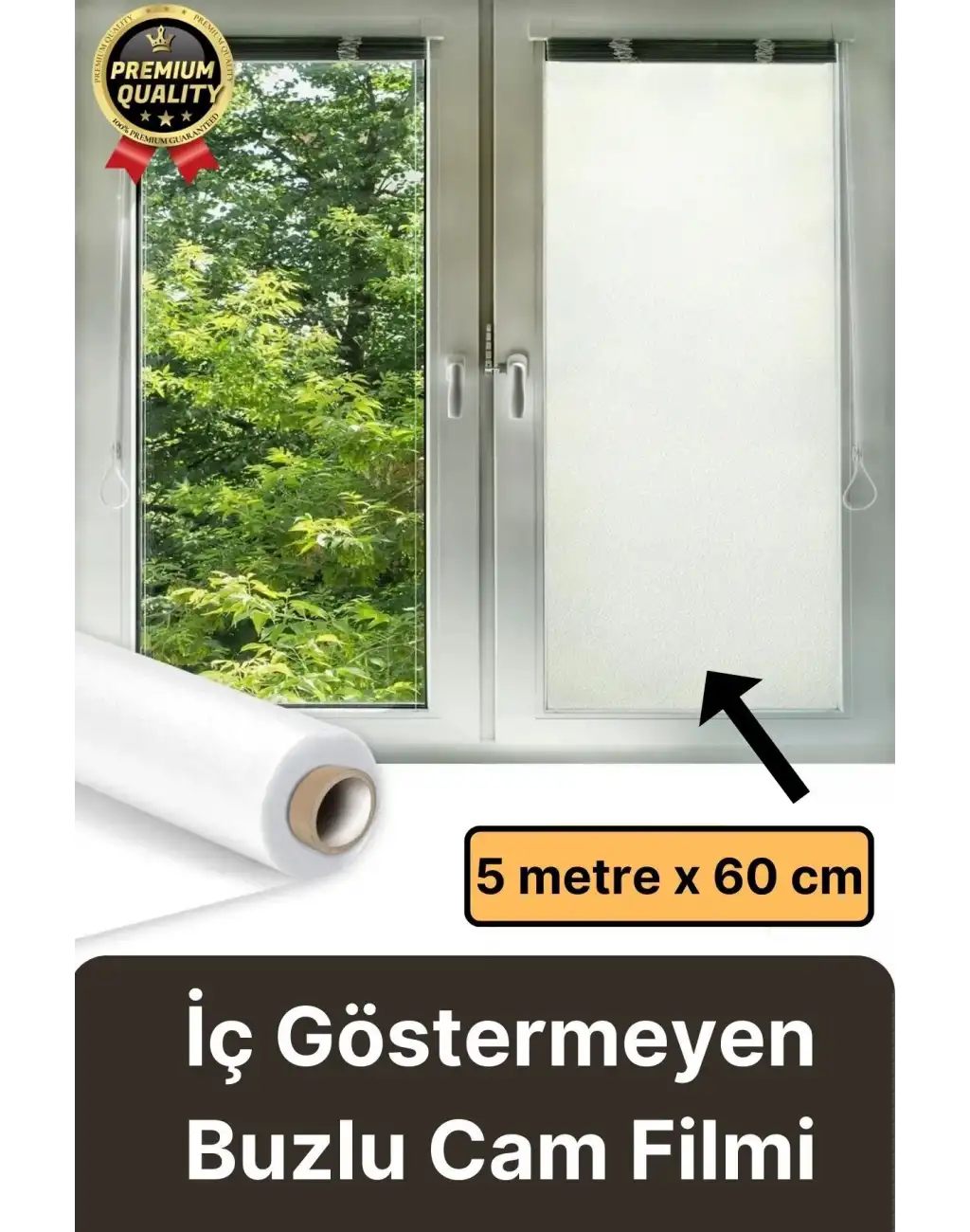 UV Engelleyici İçeriyi Göstermeyen Yapışkan İz Bırakmaz Ofis Ev Buzlu Cam Filmi 5 mt x 60 cm