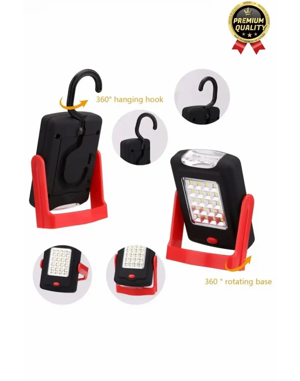 Premium Kancalı Asılabilir Mıknatıslı Pilli Beyaz Işık 50 Metre Mesafeli 20+3 SMD Parlak Led Lamba