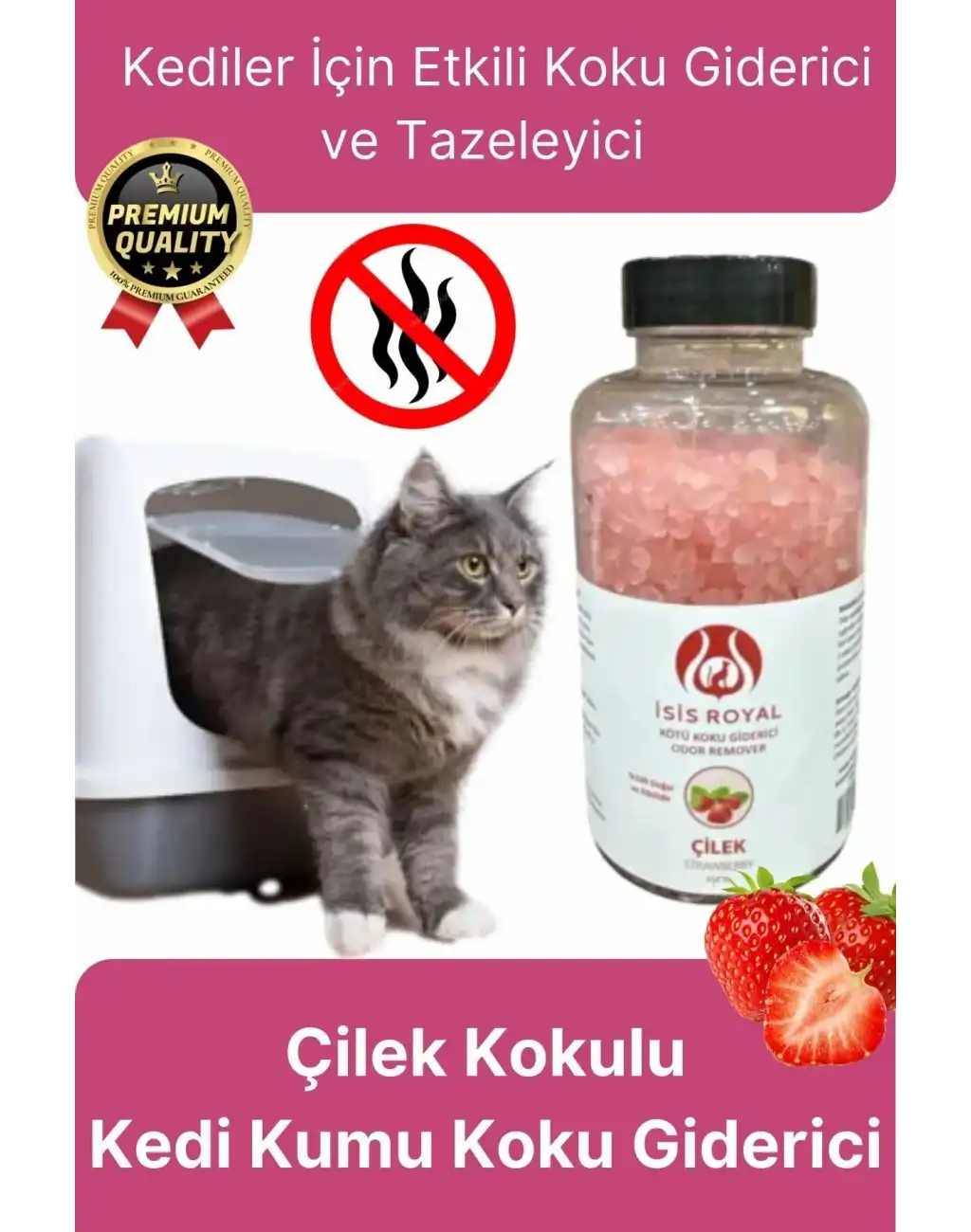 Çok Amaçlı Çilek Kokulu Deodorant Evcil Hayvan Kedi Kumu Koku Giderici Sülfat Epsom Tuzu 350 Gr