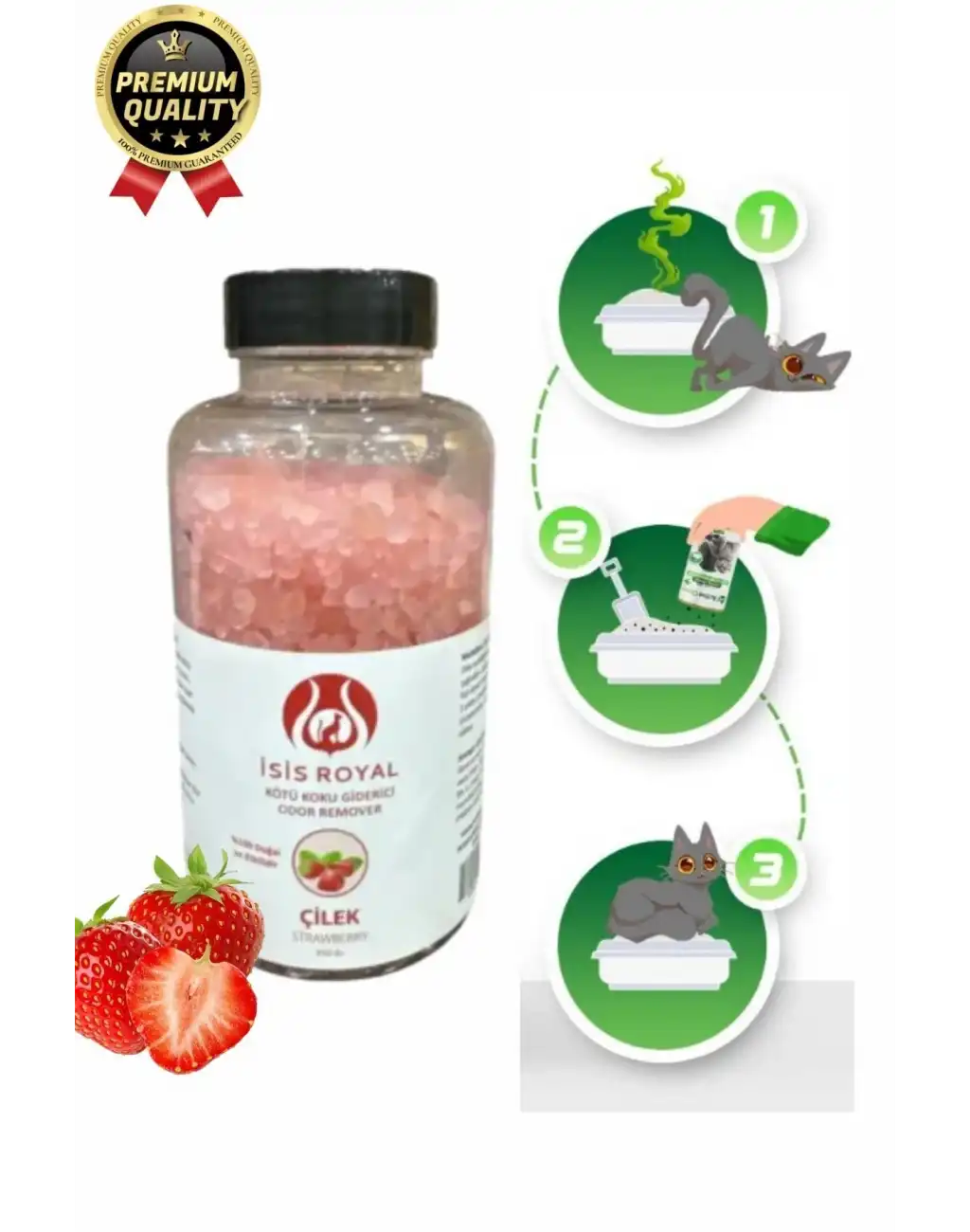 Çok Amaçlı Çilek Kokulu Deodorant Evcil Hayvan Kedi Kumu Koku Giderici Sülfat Epsom Tuzu 350 Gr