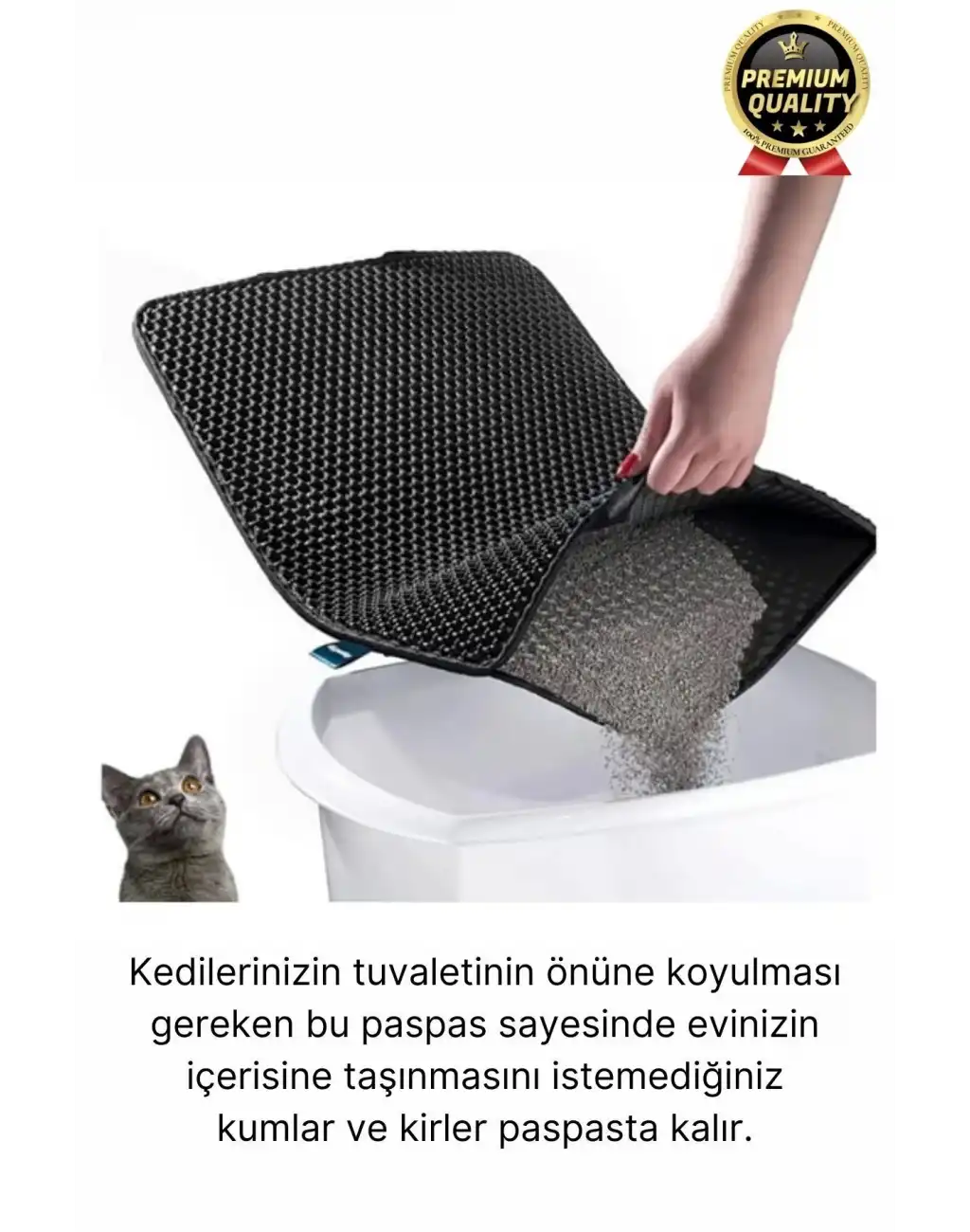 Özel Üretim Çift Katmanlı Yıkanabilir Kumu Pisliği Hapseden Büyük Elekli Kedi Tuvalet Önü Paspası