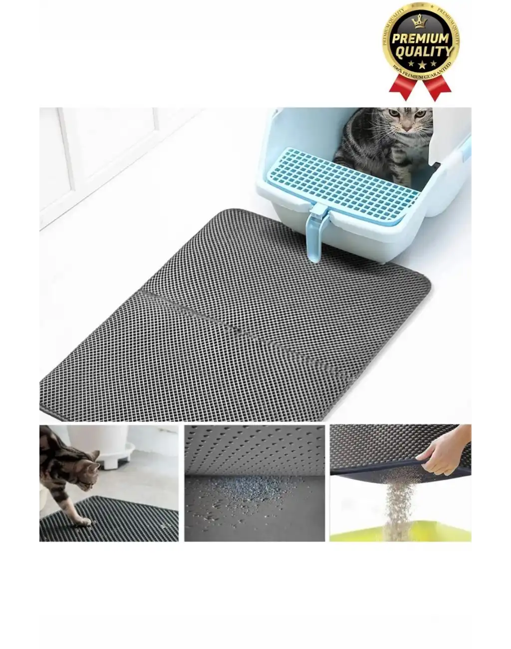 Özel Üretim Çift Katmanlı Yıkanabilir Kumu Pisliği Hapseden Büyük Elekli Kedi Tuvalet Önü Paspası