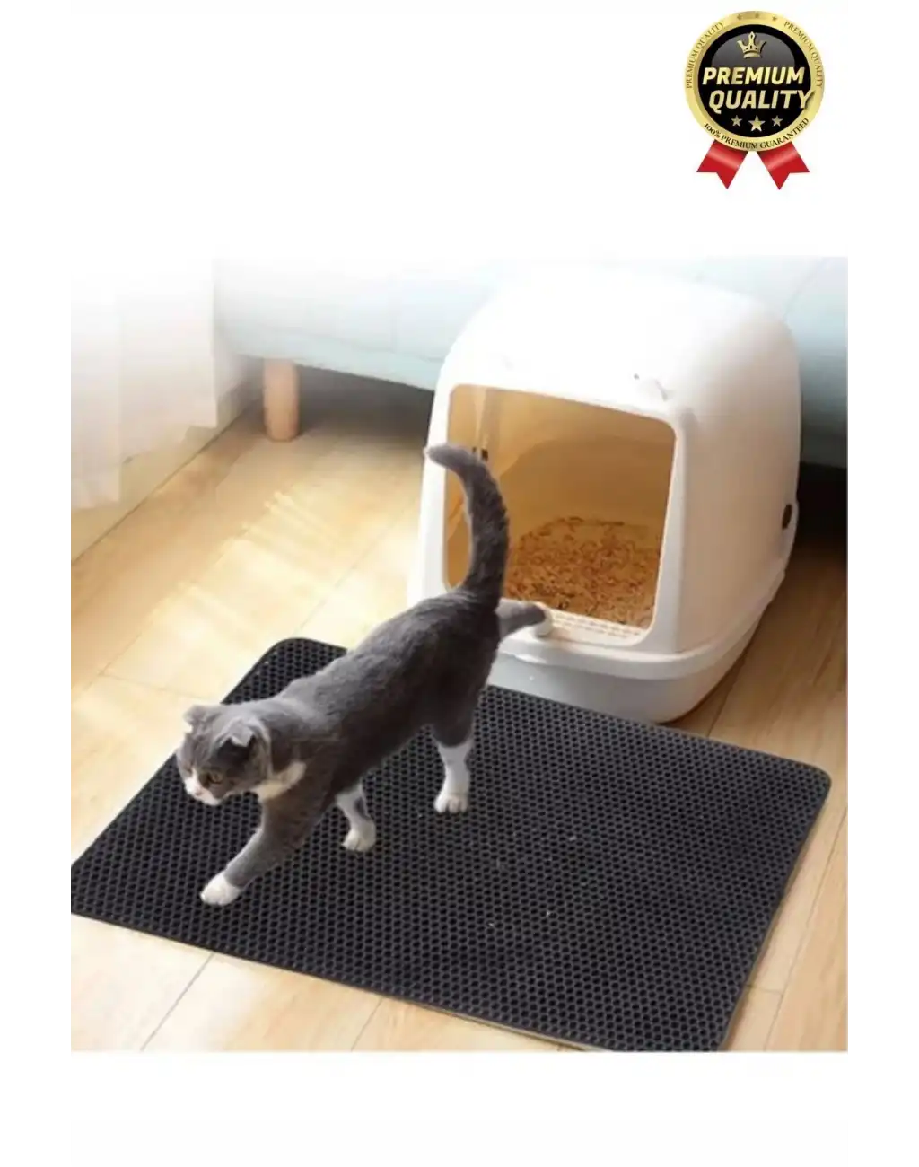 Özel Üretim Çift Katmanlı Yıkanabilir Kumu Pisliği Hapseden Büyük Elekli Kedi Tuvalet Önü Paspası