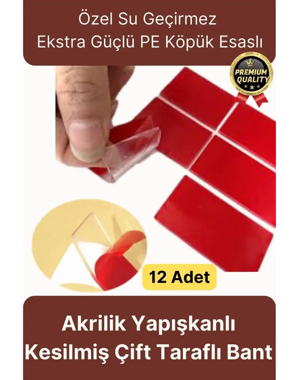 Çok Amaçlı Güçlü Su Geçirmez Hazır Kesilmiş Şeffaf 25x30mm PE Köpük Çift Taraflı Asma Bant-12 Adet
