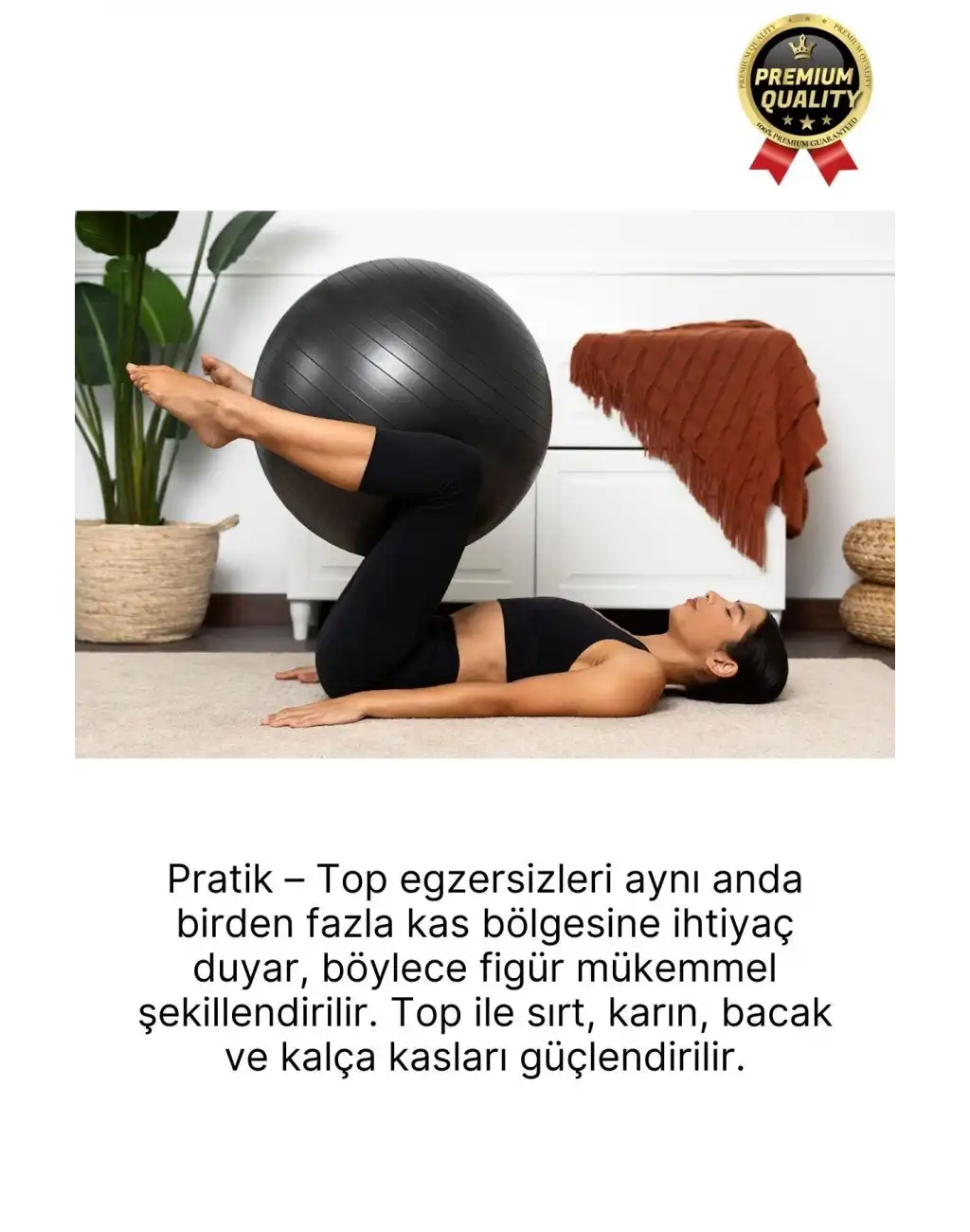 Premium Mini Gymball 20cm Jimnastik Denge Fitness Spor Şişirme Pompası Hediyeli Siyah Pilates Topu