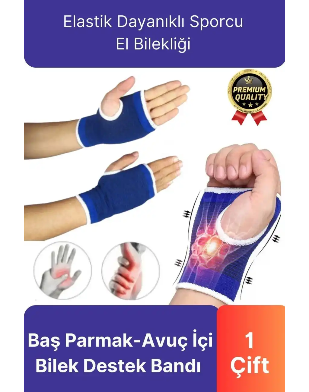Premium Elastik 1 Çift Fitness Voleybol Avuç İçi Baş Parmak Bilek Destek Bandı Sporcu El Bilekliği
