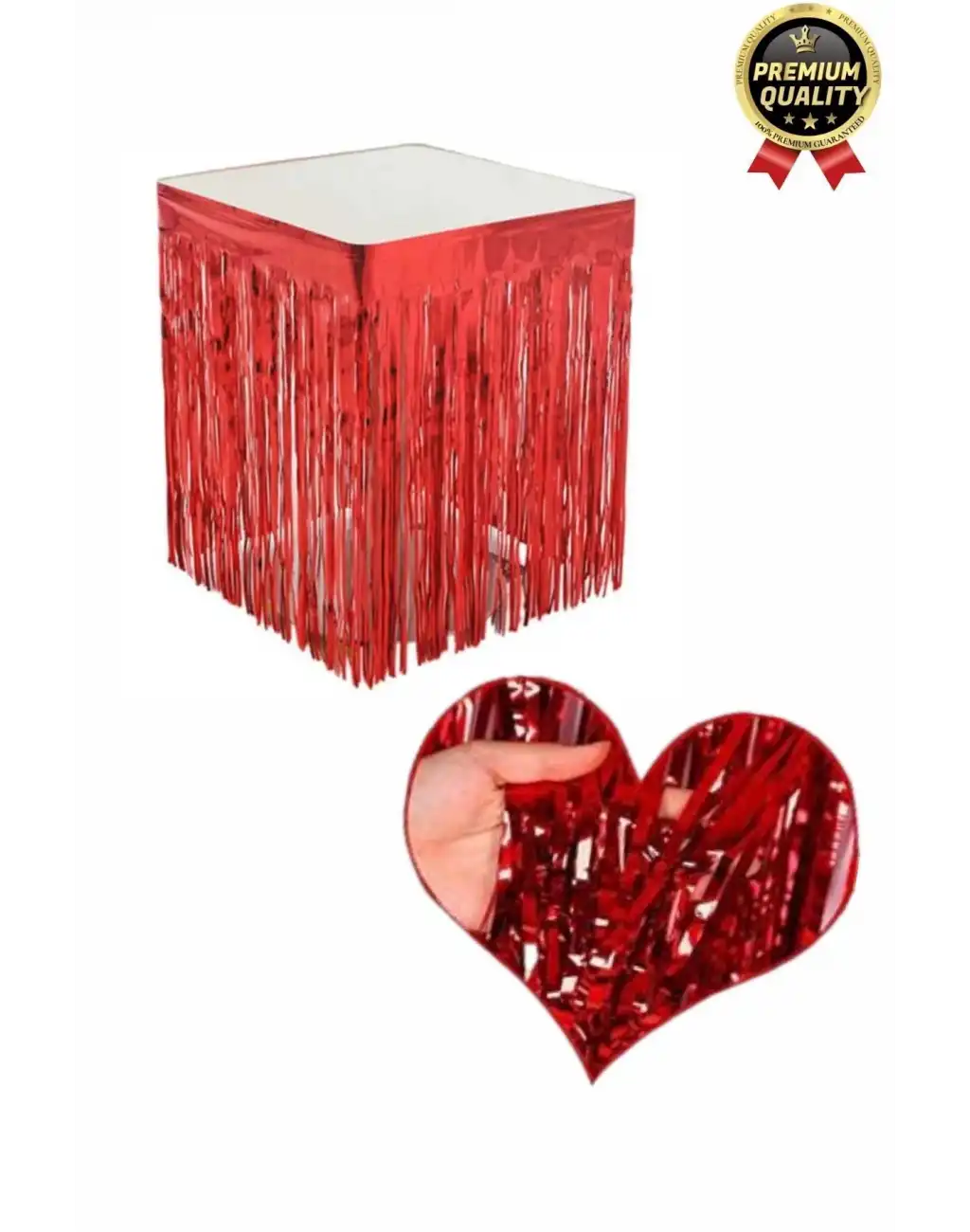 Premium Dekorasyon Püsküllü Işıltılı Doğum Günü Cinsiyet Partisi Kırmızı Masa Kenarı Eteği 70*250cm