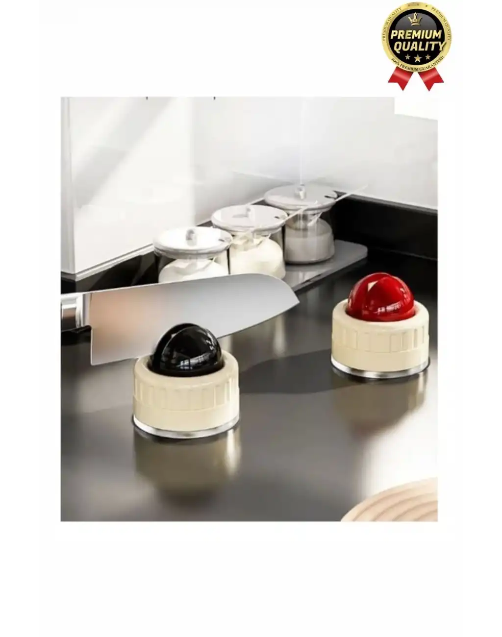 Premium Pratik Keskin Makas Şef Mutfak Paslanmaz Vantuzlu Mini Bıçak Bileme Aparatı Aleti - 1 Adet