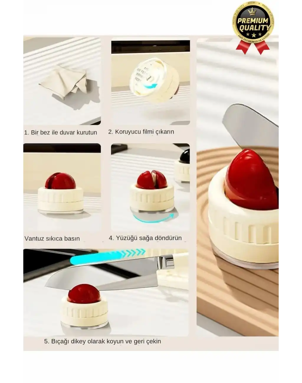 Premium Pratik Keskin Makas Şef Mutfak Paslanmaz Vantuzlu Mini Bıçak Bileme Aparatı Aleti - 1 Adet