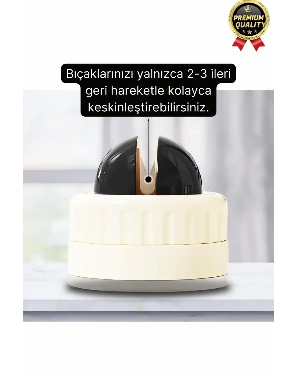 Premium Pratik Keskin Makas Şef Mutfak Paslanmaz Vantuzlu Mini Bıçak Bileme Aparatı Aleti - 1 Adet