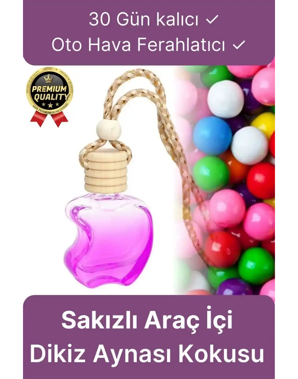 Yüksek Kalite 30 Gün Kalıcı Taze Ferah Hava Sakız Kokulu Araba Araç İçi Dikiz Aynası Oto Kokusu 8 ml