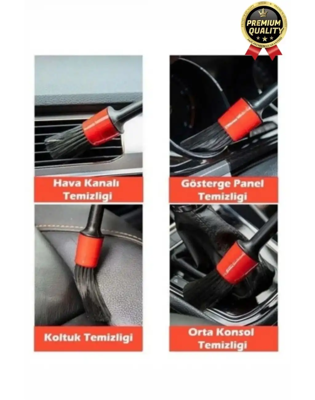 Özel Üretim Yumuşak Kıllı İç Dış Detaylı Oto Araç Araba Klima Uyumlu Temizlik Bakım Fırça Seti 5+1