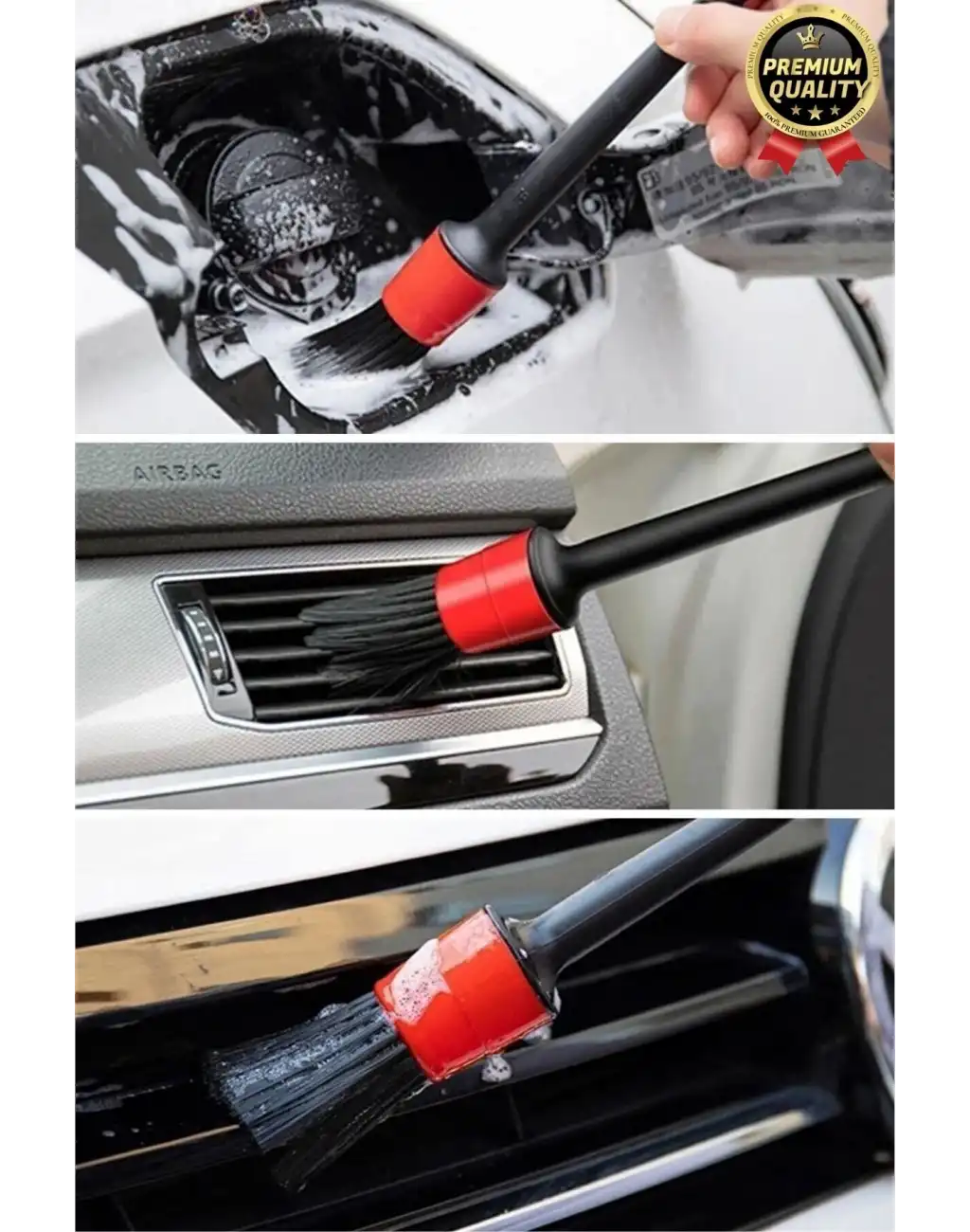 Özel Üretim Yumuşak Kıllı İç Dış Detaylı Oto Araç Araba Klima Uyumlu Temizlik Bakım Fırça Seti 5+1