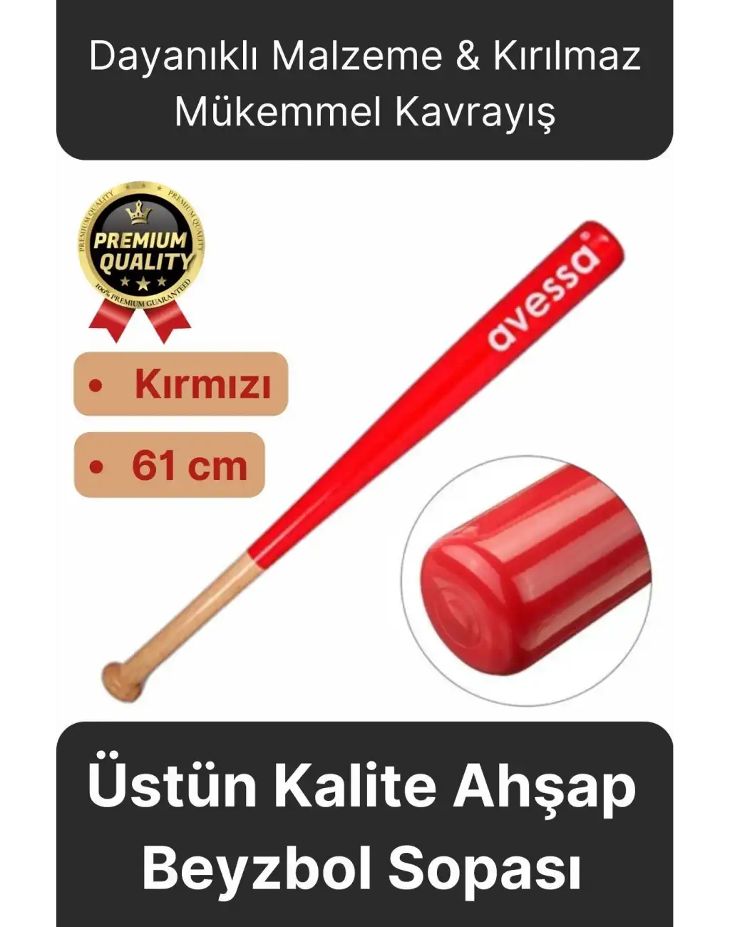 Üstün Kalite Dayanıklı Malzeme Kırılmaz Mükemmel Kavrayış Ahşap 28 inc Baseboll Beyzbol Sopası 61 Cm