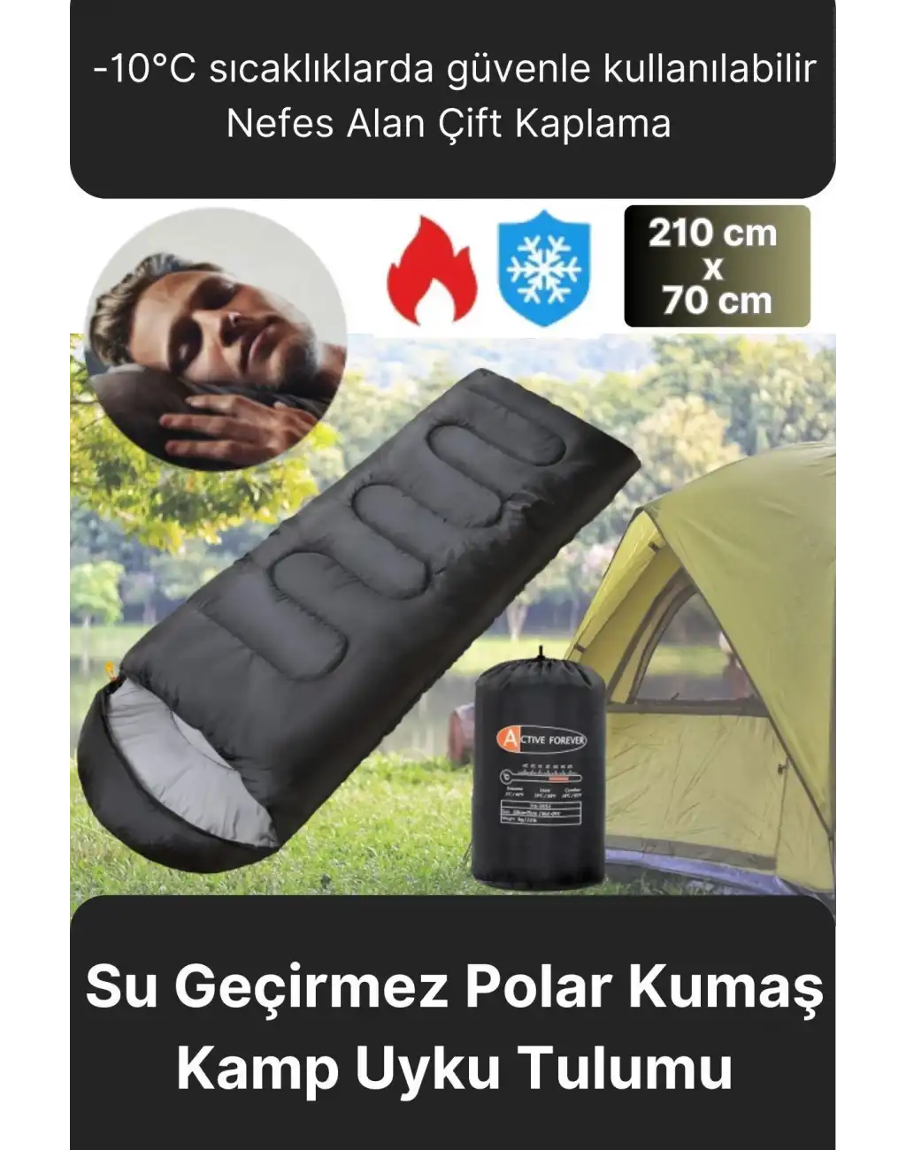 Premium Ultra Konforlu Nefes Alan Çift Kaplama Su Geçirmez Polar Kumaş Kamp Uyku Tulumu -10 Derece