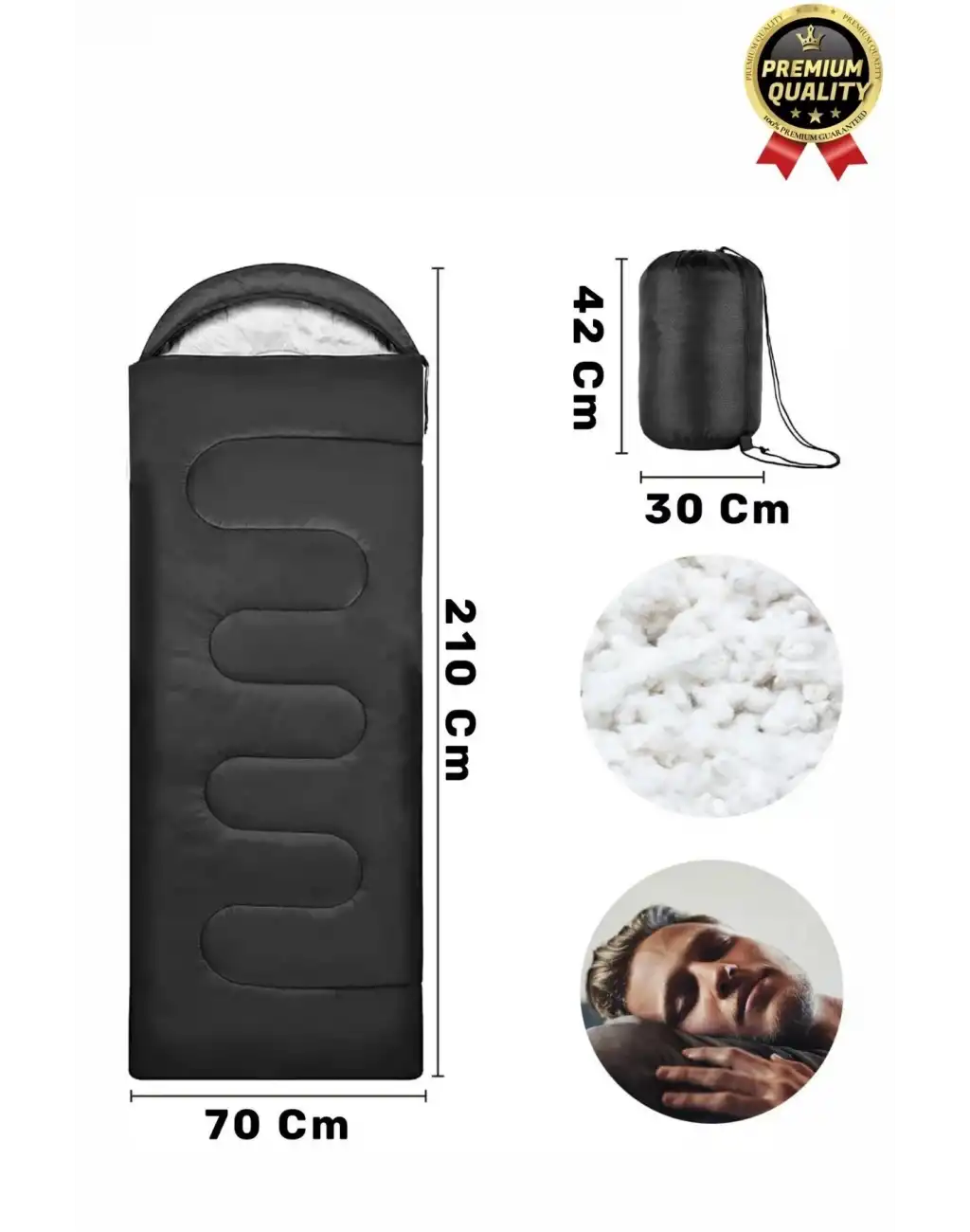 Premium Ultra Konforlu Nefes Alan Çift Kaplama Su Geçirmez Polar Kumaş Kamp Uyku Tulumu -10 Derece