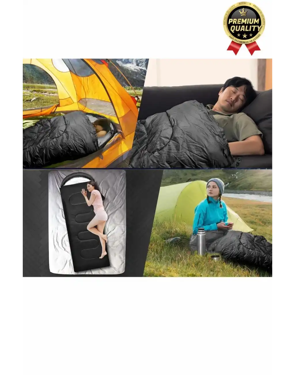 Premium Ultra Konforlu Nefes Alan Çift Kaplama Su Geçirmez Polar Kumaş Kamp Uyku Tulumu -10 Derece