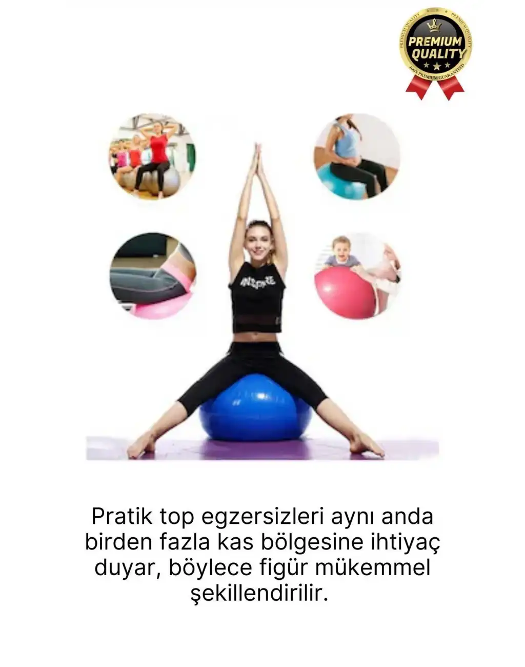 Premium Mini Gymball 20cm Jimnastik Denge Fitness Spor Şişirme Pompası Hediyeli Mavi Pilates Topu