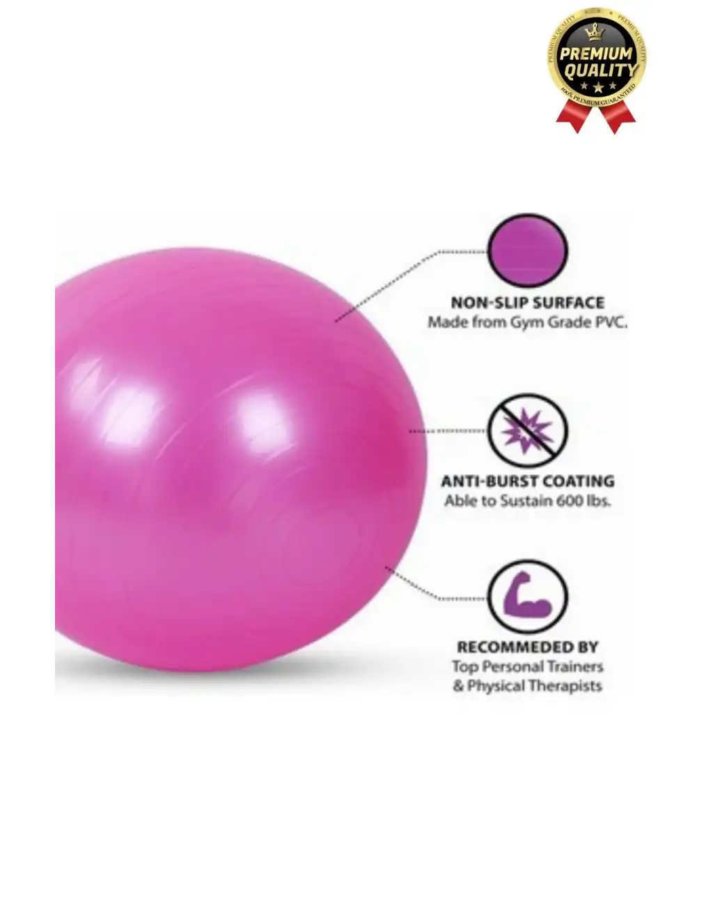 Premium Mini Gymball 20cm Jimnastik Denge Fitness Spor Şişirme Pompası Hediyeli Pembe Pilates Topu