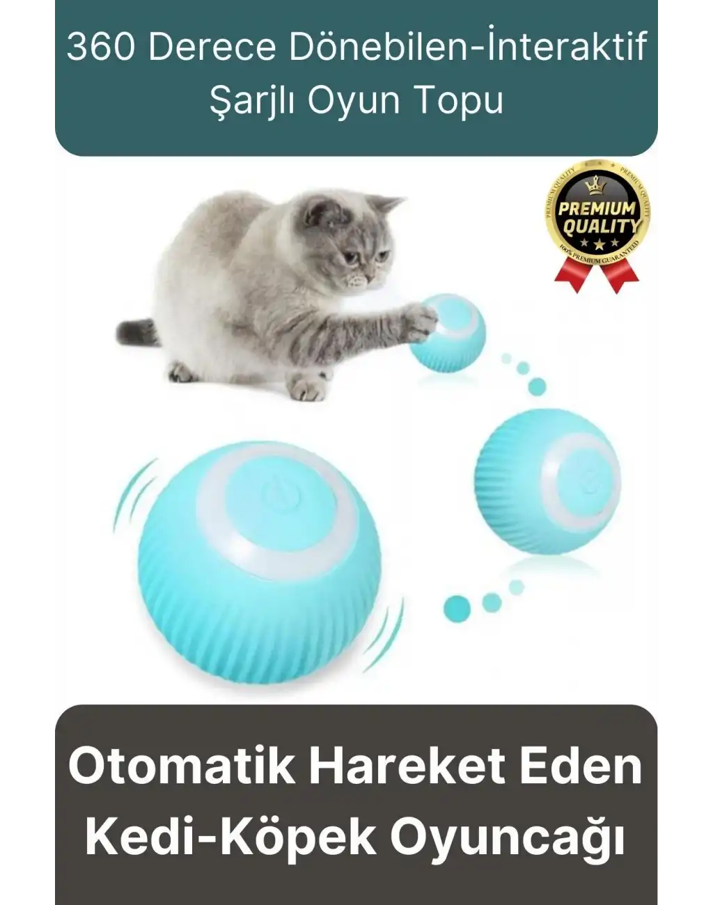 Dayanıklı 3 Modlu Otomatik Hareket Eden Interaktif 360 Derece Dönebilen Oyuncak Kedi Köpek Topu