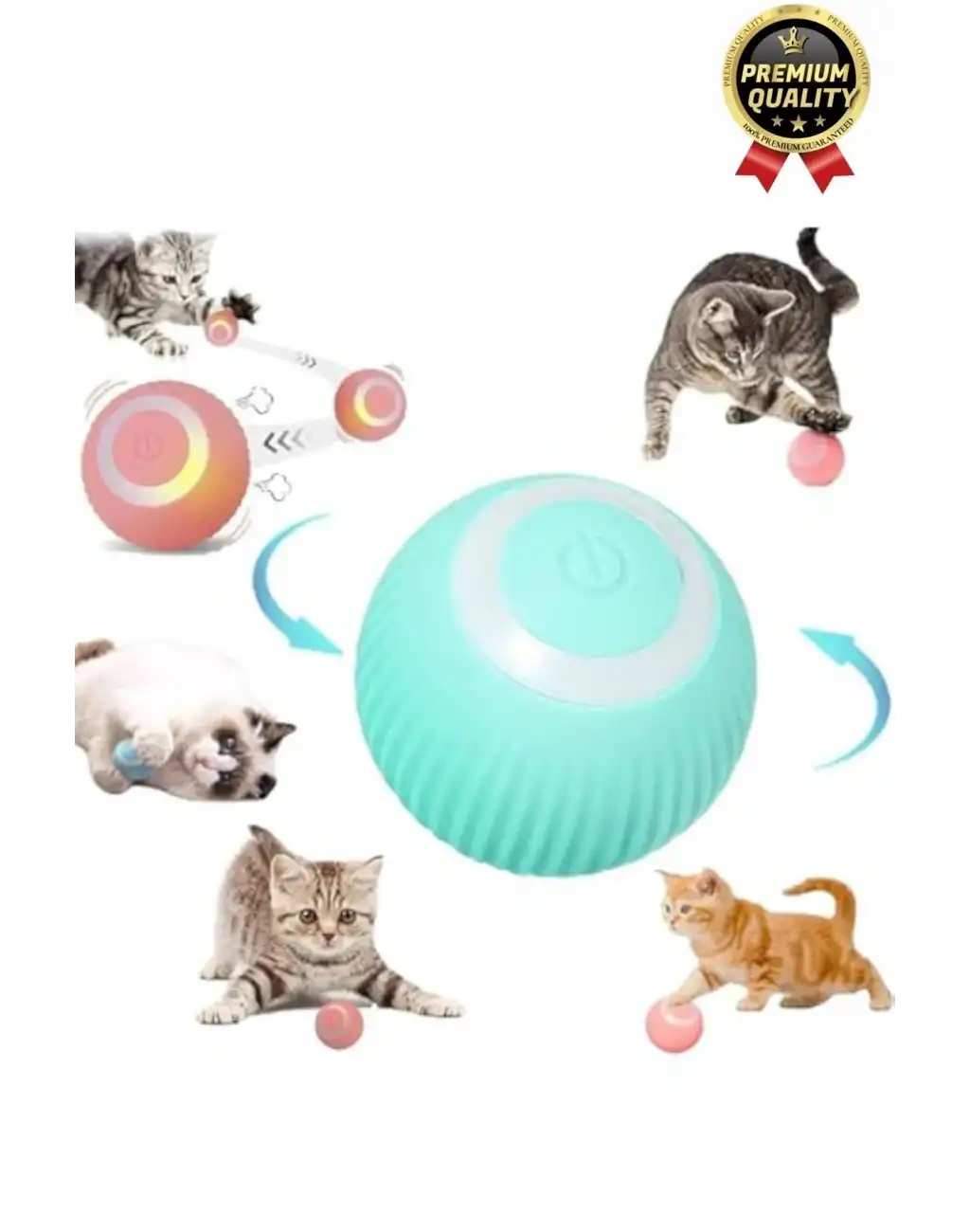 Dayanıklı 3 Modlu Otomatik Hareket Eden Interaktif 360 Derece Dönebilen Oyuncak Kedi Köpek Topu