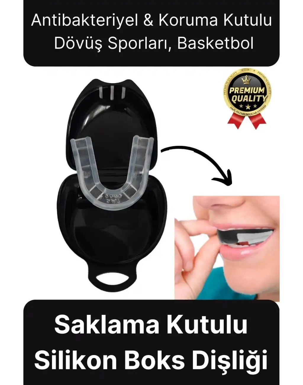 Profesyonel Antibakteriyel Antrenman Kick Boks Dövüş Basketbol Siyah Kutulu Silikon Medikal Dişlik