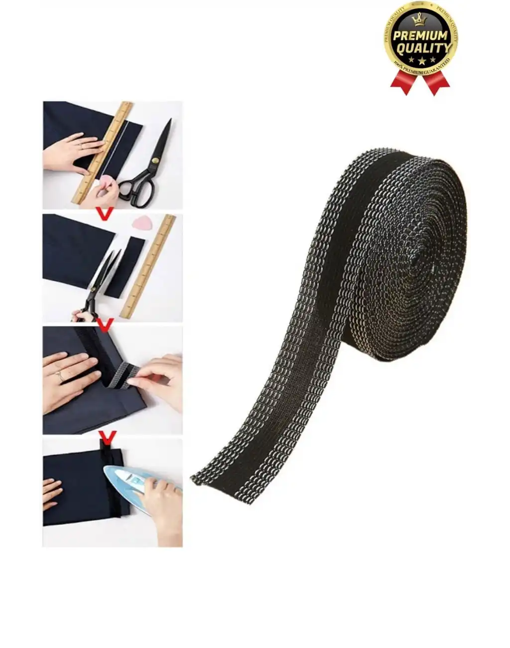 Dayanıklı Güçlü Polyester Esnek Kendinden Yapışkanlı Pantolon Kumaş Kıvırma Yapıştırma Bandı Şeridi