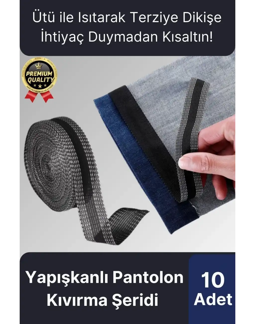 Dayanıklı Polyester Esnek Kendinden Yapışkanlı Pantolon Kumaş Kıvırma Yapıştırma Bandı Şeridi10 Adet