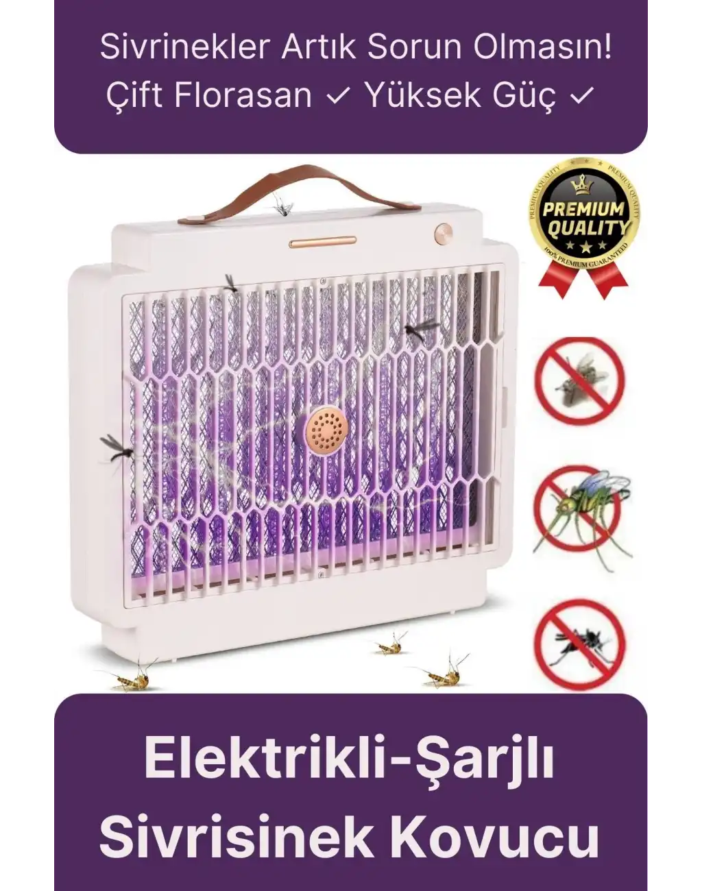 Yüksek Güç Elektrikli Uv Şarjlı Zincirli Askı Çift Taraflı Florasan Izgara Sinek Sivrisinek Öldürücü