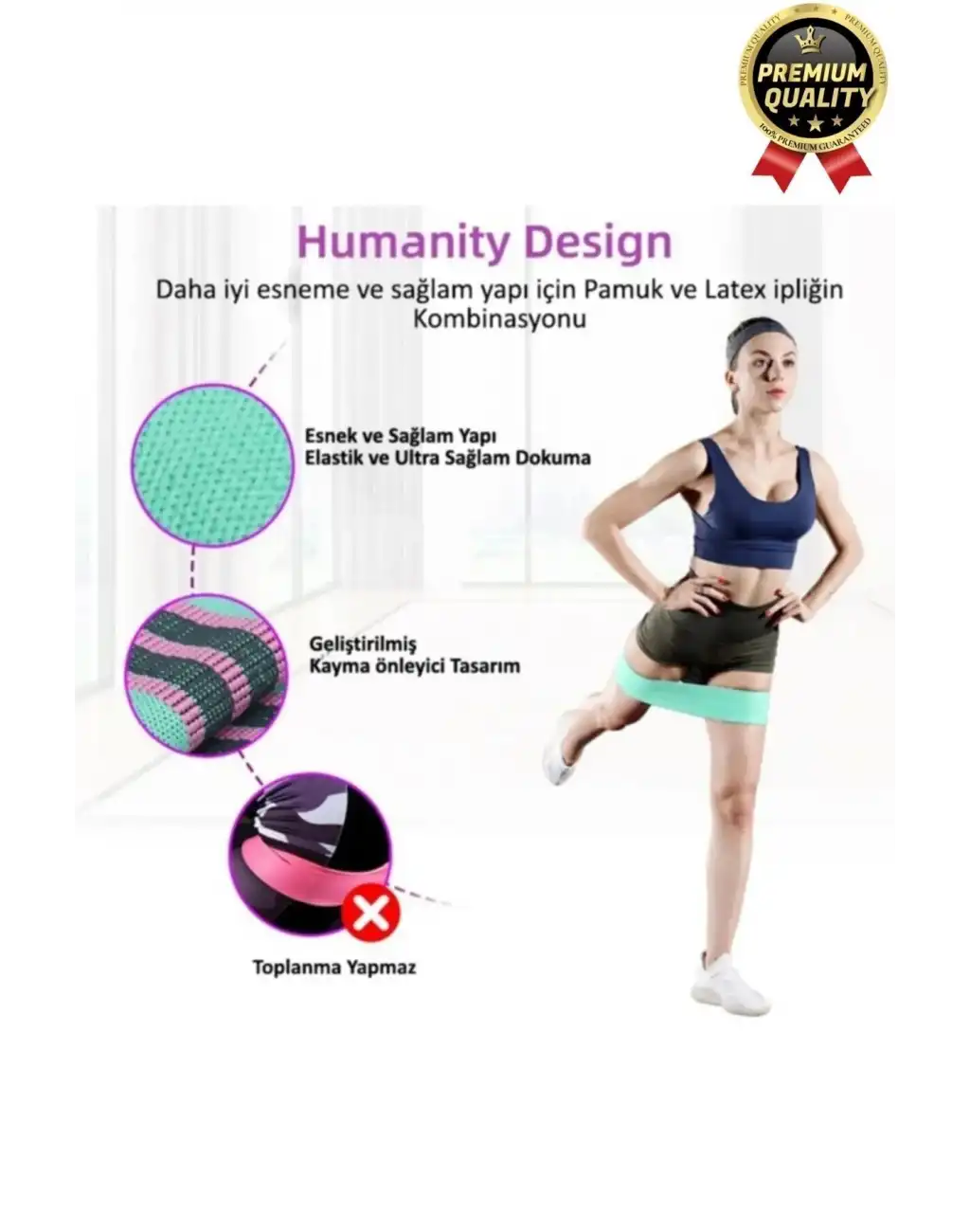 Dayanıklı Kaliteli Yumuşak Orta Sert Ebat 3lü Squat Pilates Fitness Spor Egzersiz Direnç Bandı Seti