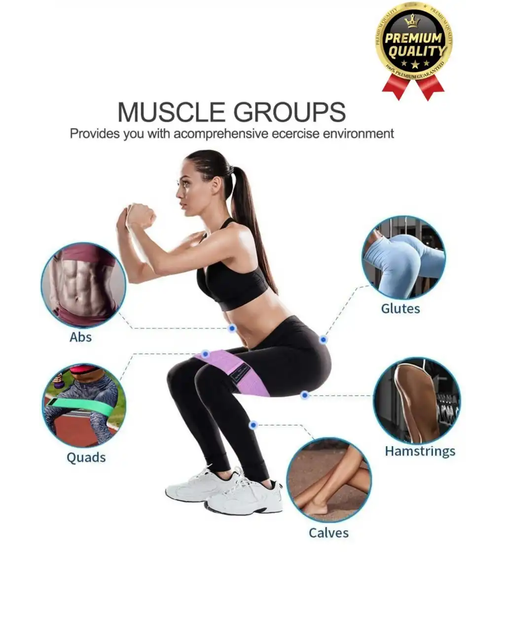 Dayanıklı Kaliteli Yumuşak Orta Sert Ebat 3lü Squat Pilates Fitness Spor Egzersiz Direnç Bandı Seti