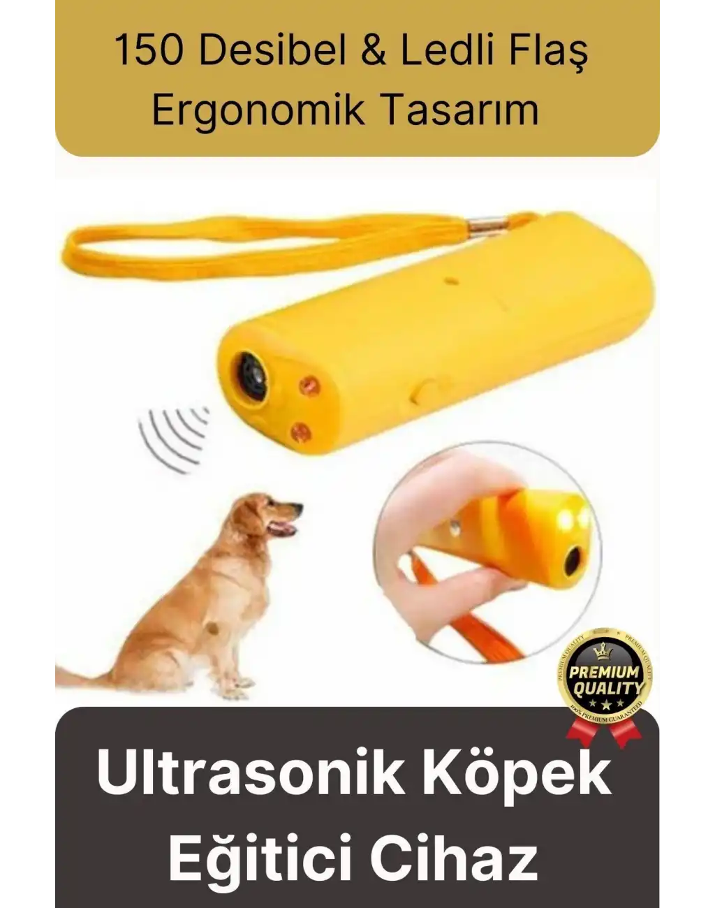 Premium Susturucu Sensör Pilli 9Volt 150 Desibel Ledli Flaş Ultrasonik Köpek Eğitici Cihaz